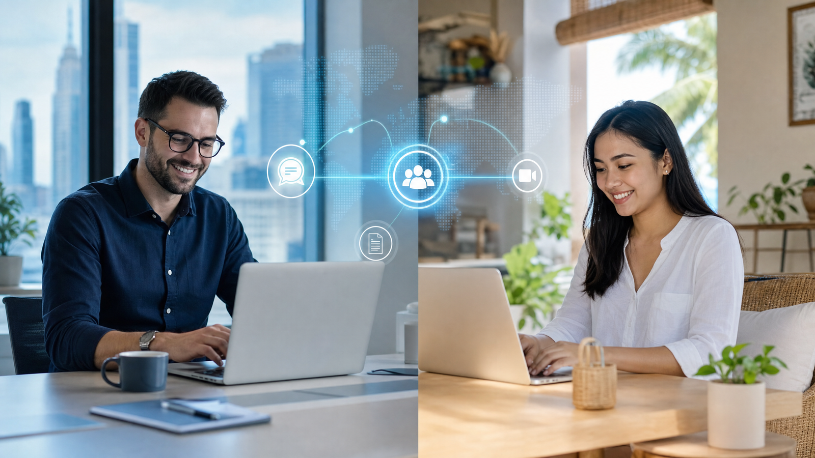 U.S. employer and Filipino virtual assistant connected remotely